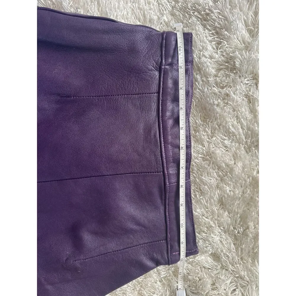 Vintage MiPiel Purple Real Leather Pencil Skirt  80s 90s | Size 12 (Modern 0–2)